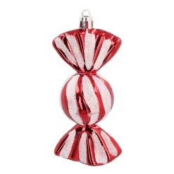 4 Bonbon-Anhänger, Rot-weiß, Kunststoff, 11 Cm