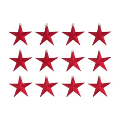 12 Christbaumschmuck Sterne Rot, Kunststoff, 10 Cm