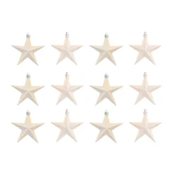 12 Christbaumschmuck Sterne Champagner, Kunststoff, 10 Cm