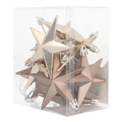 12 Christbaumschmuck Sterne Taupe, Kunststoff, 10 Cm