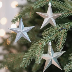 12 Christbaumschmuck Sterne Home-Sweet-Home-Mix, Kunststoff, 10 Cm