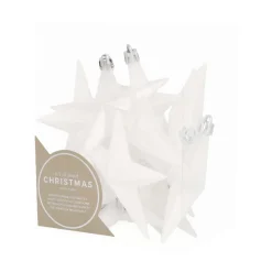 12 Christbaumschmuck Sterne Weiß, Kunststoff, 10 Cm
