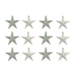 12 Christbaumschmuck Sterne Cottage Green, Kunststoff, 10 Cm