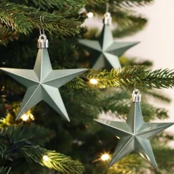 12 Christbaumschmuck Sterne Cottage Green, Kunststoff, 10 Cm