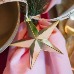 12 Christbaumschmuck Sterne Hellgold, Kunststoff, 10 Cm