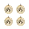 4 Design-Weihnachtskugeln Hellgold, Kunststoff, 8 Cm