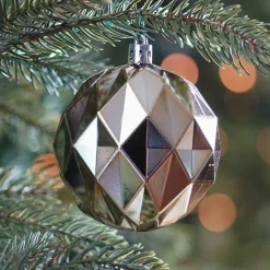 4 Design-Weihnachtskugeln Hellgold, Kunststoff, 8 Cm