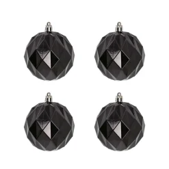 4 Design-Weihnachtskugeln Schwarz, Aus Kunststoff, 8 Cm