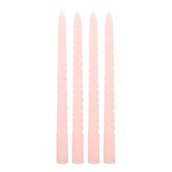 4 Gedrehte Kerzen, Rosa, Paraffin, 25 Cm