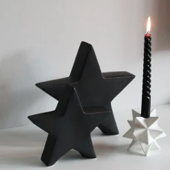 4 Gedrehte Kerzen, Schwarz, Paraffin, 25 Cm