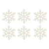 6 Glitzer Schneeflocken Créme-weiß, Kunststoff, 10 Cm