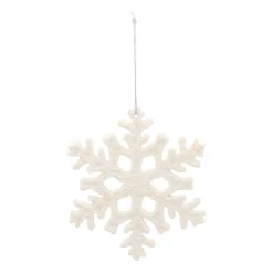 6 Glitzer Schneeflocken Créme-weiß, Kunststoff, 10 Cm