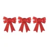 3 Glitzer Weihnachtsschleifen Rot, 10 Cm