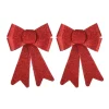 2 Glitzer Weihnachtsschleifen Rot, 15 Cm