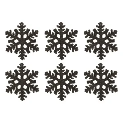 6 Glitzer-Sterne Schwarz, Kunststoff, 12 Cm