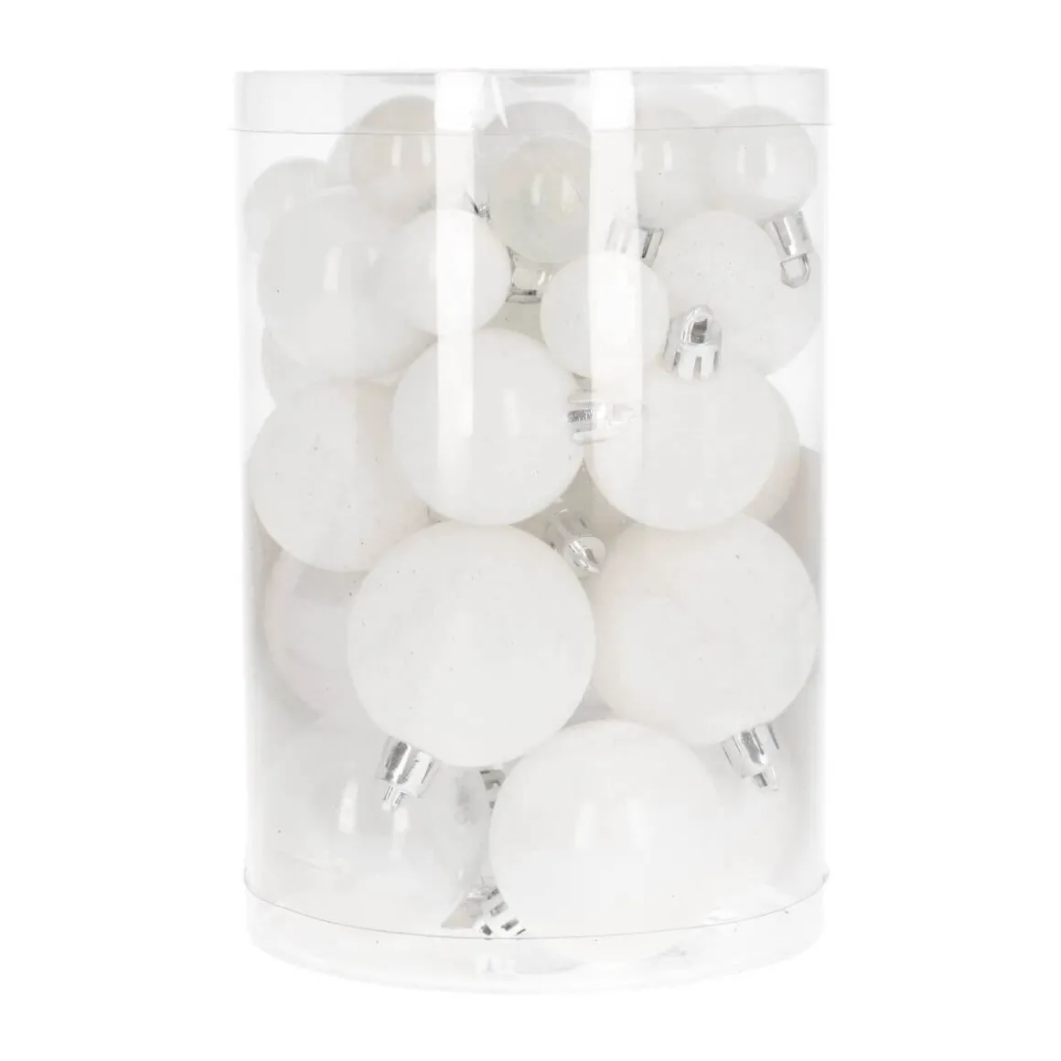 36 Kleine Weihnachtskugeln Weiß, Aus Kunststoff