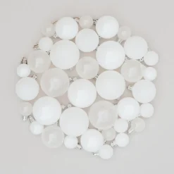 36 Kleine Weihnachtskugeln Weiß, Aus Kunststoff