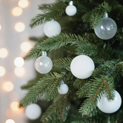 36 Kleine Weihnachtskugeln Weiß, Aus Kunststoff