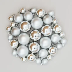 36 Kleine Weihnachtskugeln Silber, Kunststoff, 2,5-5 Cm