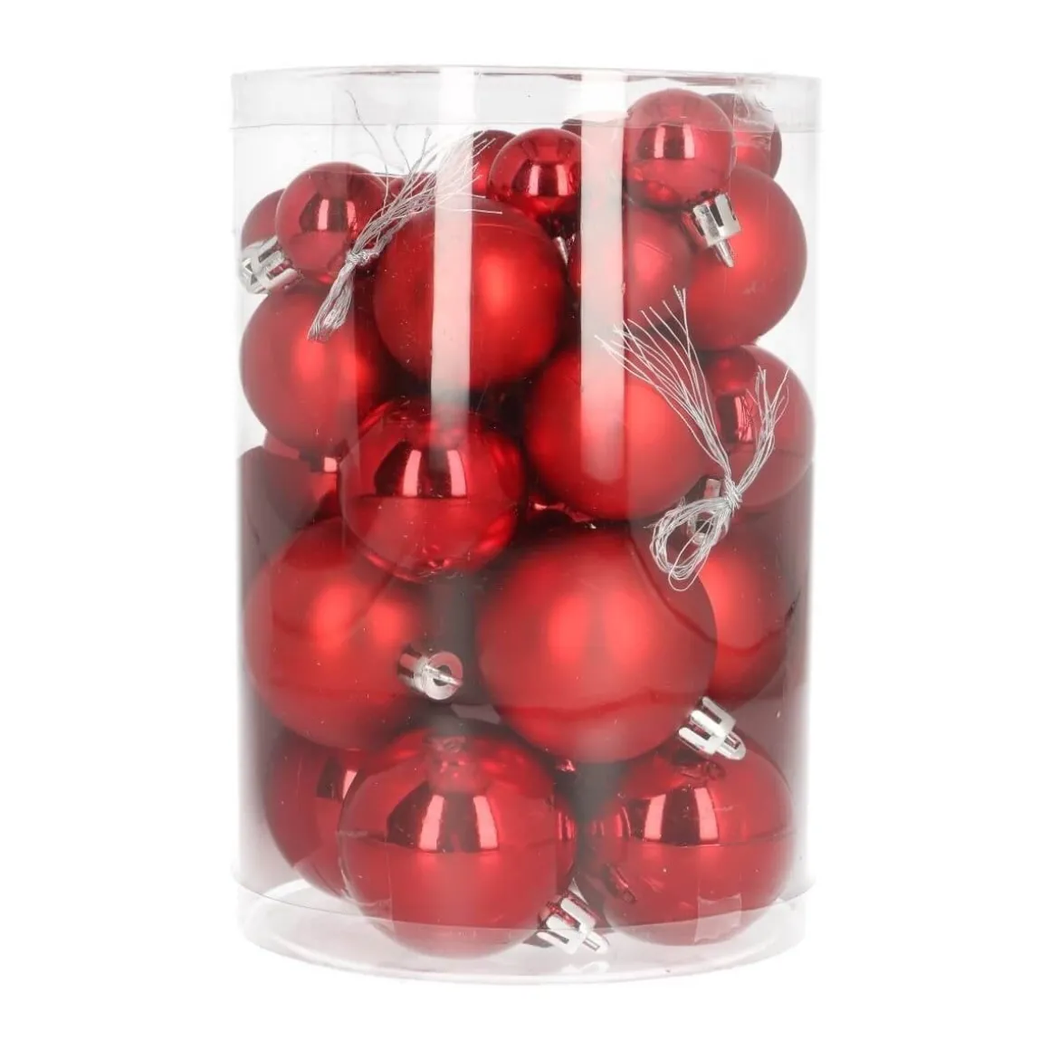 36 Kleine Weihnachtskugeln Rot, Kunststoff, 2,5-5 Cm