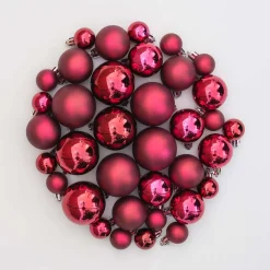 36 Kleine Weihnachtskugeln Bordeaux, Kunststoff, 2,5-5 Cm