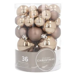 36 Kleine Weihnachtskugeln Taupe, Kunststoff, 2,5-5 Cm