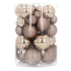 36 Kleine Weihnachtskugeln Taupe, Kunststoff, 2,5-5 Cm