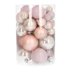 36 Kleine Weihnachtskugeln Rosa, Kunststoff, 2,5-5 Cm