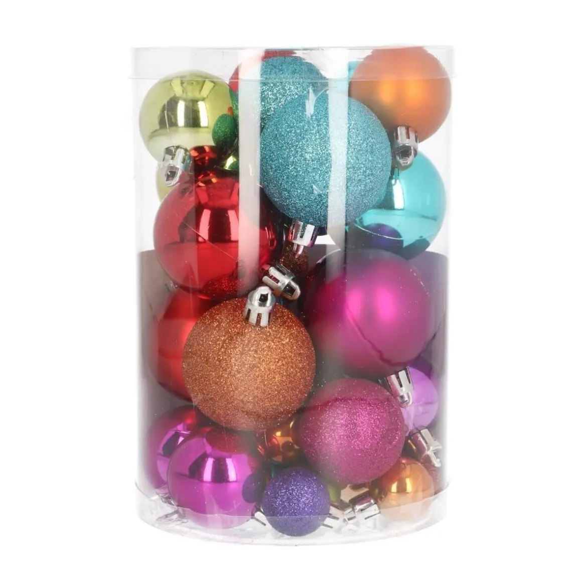 36 Kleine Weihnachtskugeln Bunt, Kunststoff, 2,5-5 Cm