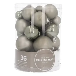 36 Kleine Weihnachtskugeln Cottage Green, Kunststoff, 2,5-5 Cm