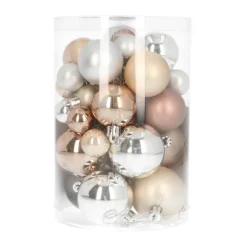 36 Kleine Weihnachtskugeln Home Sweet Home Mix, Kunststoff, 2,5-5 Cm