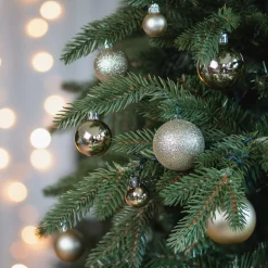 36 Kleine Weihnachtskugeln Hellgold, Aus Kunststoff