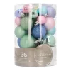 36 Kleine Weihnachtskugeln Pastell Mix, Kunststoff, 2,5-5 Cm
