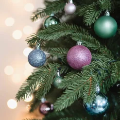 36 Kleine Weihnachtskugeln Pastell Mix, Kunststoff, 2,5-5 Cm