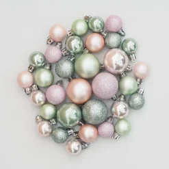 32 Mini Weihnachtskugeln Romantic Mix, Kunststoff, 2,5-4 Cm