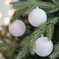 12 Rosa Glitzer-Weihnachtskugeln In Praktischer Box