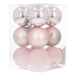 12 Rosa Weihnachtskugeln In Praktischer Box