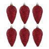 6 Tannenzapfen Bordeaux, Kunststoff, 9 Cm