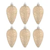 6 Tannenzapfen Hellgold, Kunststoff, 9 Cm