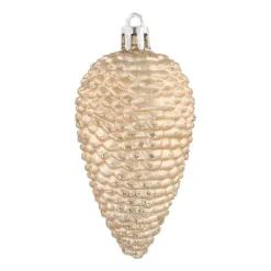 6 Tannenzapfen Hellgold, Kunststoff, 9 Cm