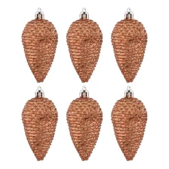6 Tannenzapfen Kupfer, Kunststoff, 9 Cm
