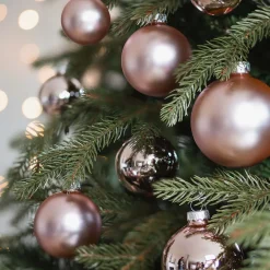 44 Weihnachtskugeln, Altrosa, Glas, 5-8 Cm