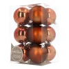 12 Weihnachtskugeln Bronze, Kunststoff, 7 Cm