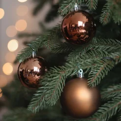 12 Weihnachtskugeln Bronze, Kunststoff, 7 Cm