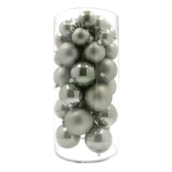 44 Weihnachtskugeln, Cottage Green, Kunststoff, 5-8 Cm