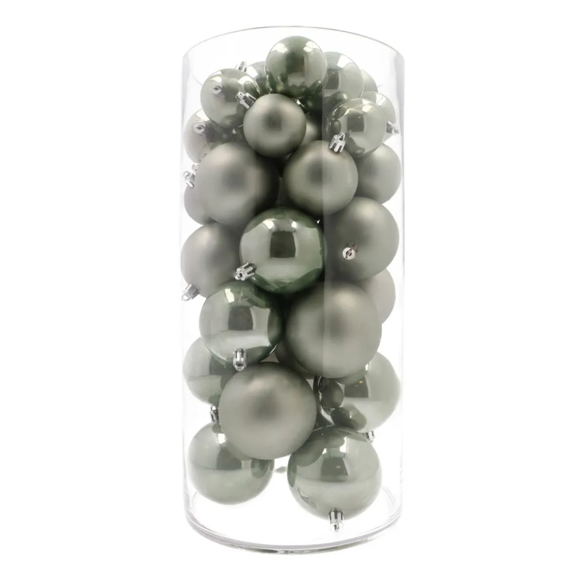 44 Weihnachtskugeln, Cottage Green, Kunststoff, 5-8 Cm