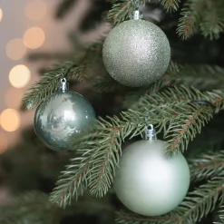 12 Weihnachtskugeln Eukalyptus, Kunststoff, 7 Cm