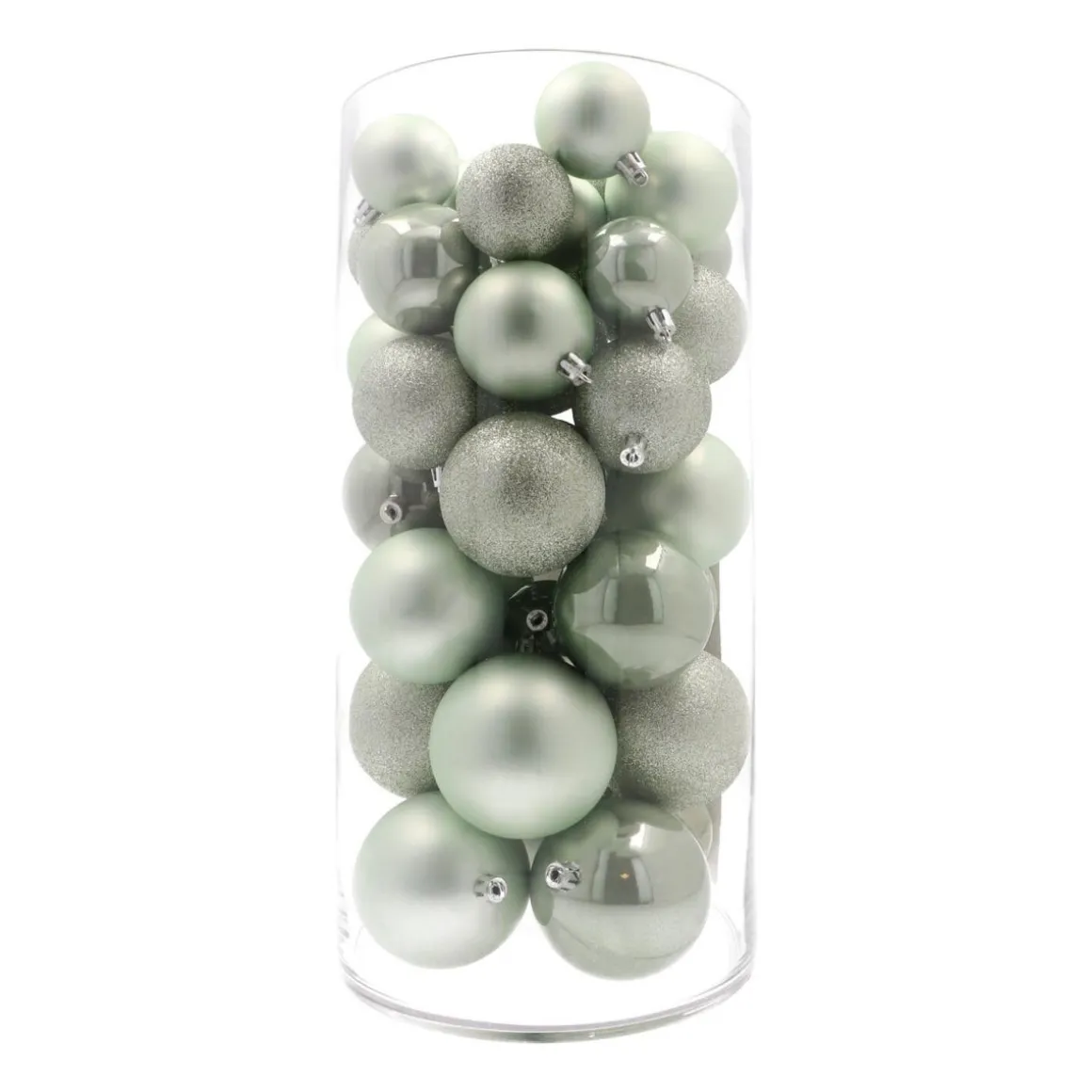 44 Weihnachtskugeln, Eukalyptus, Kunststoff, 5-8 Cm