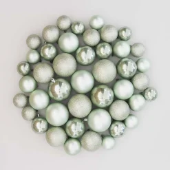 44 Weihnachtskugeln, Eukalyptus, Kunststoff, 5-8 Cm