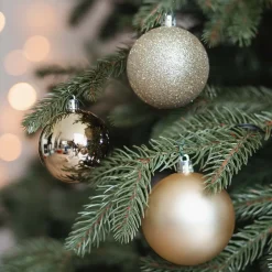 12 Weihnachtskugeln Gold, Kunststoff, 7 Cm